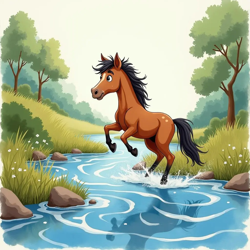 小马看着湍急的河流