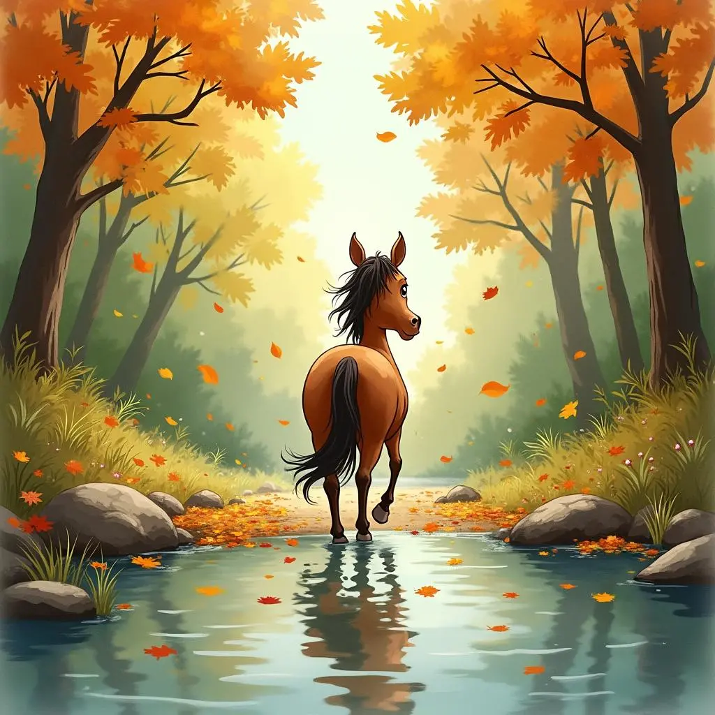 小马转身回家找妈妈