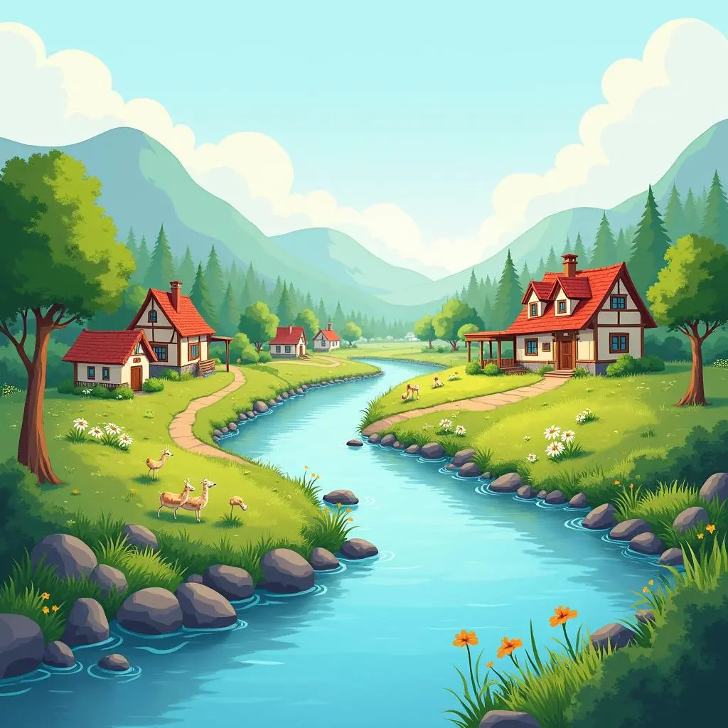 小河滋润整个村庄