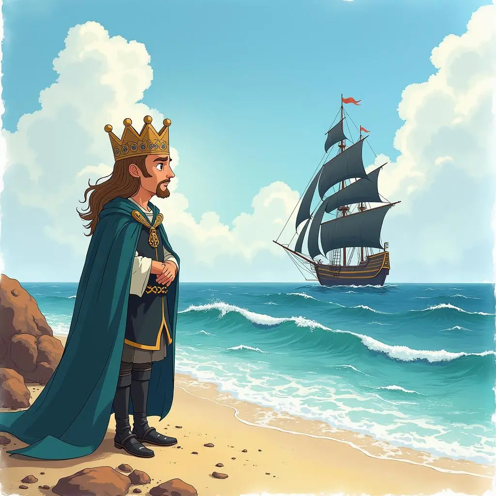 埃勾斯国王在岸边看到黑帆后绝望的表情