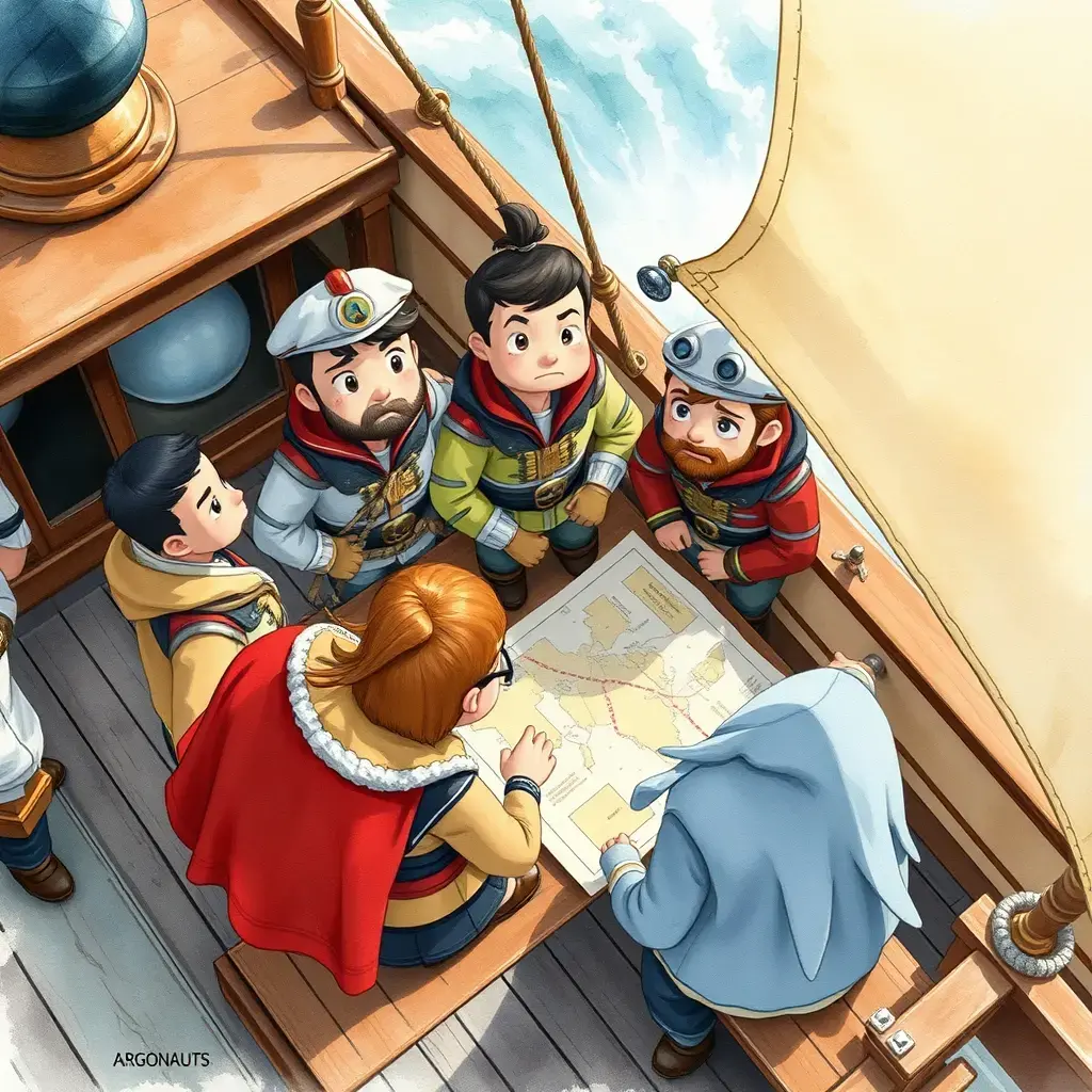 英雄们在甲板上商议