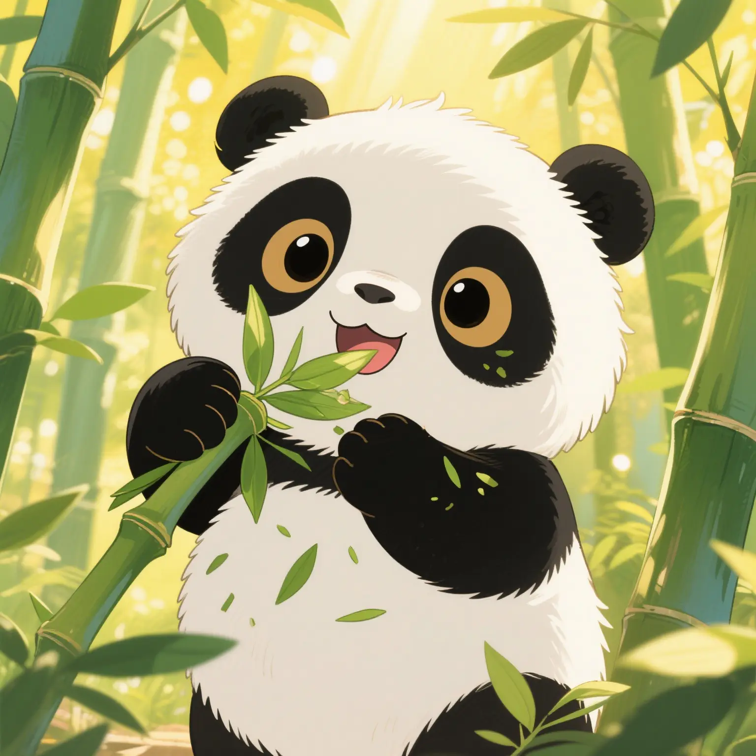 一只正在吃竹叶的小熊猫