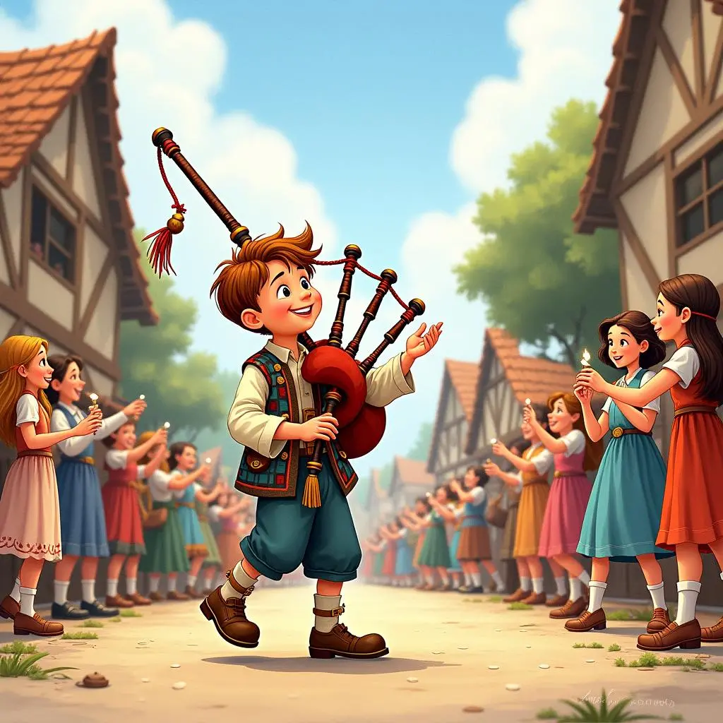 卡尔在庆典上吹奏风笛