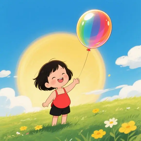 气球飞过树梢和小鸟