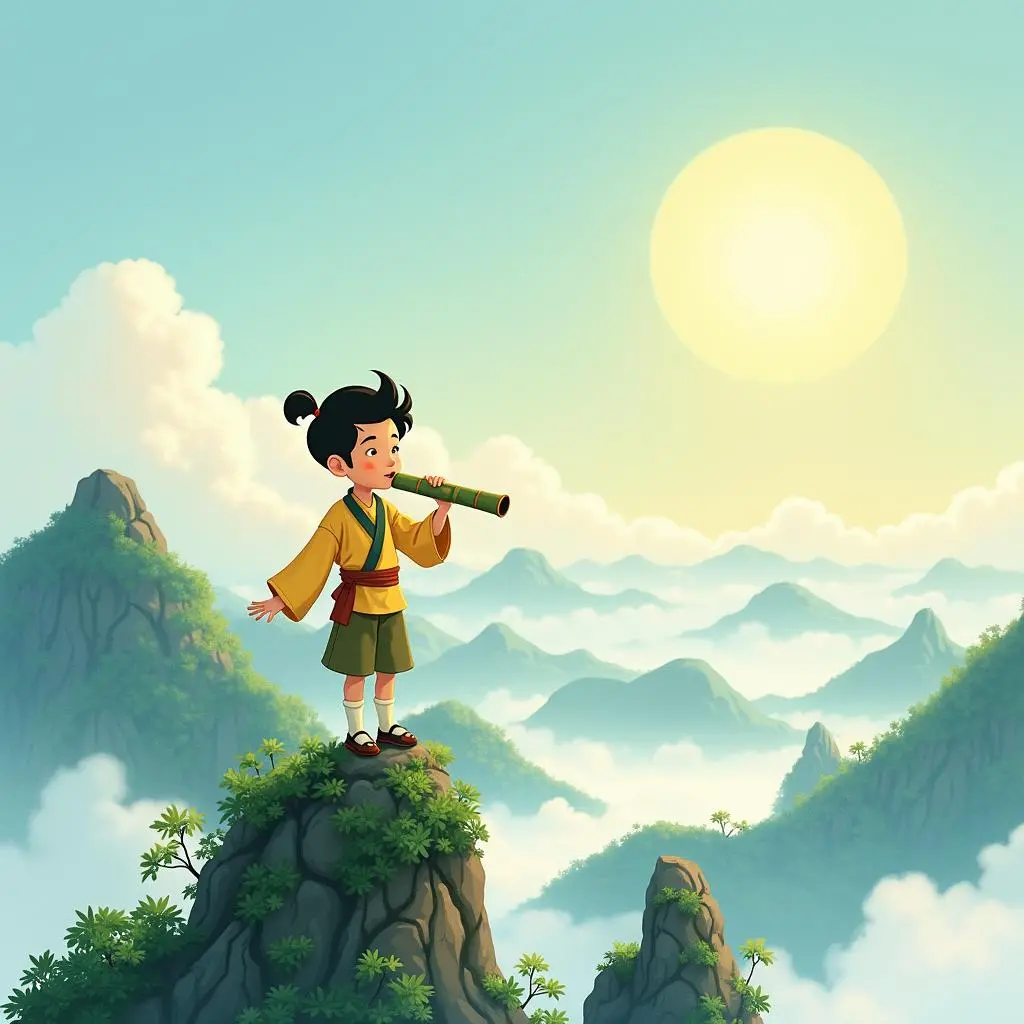 小和在山顶吹笛