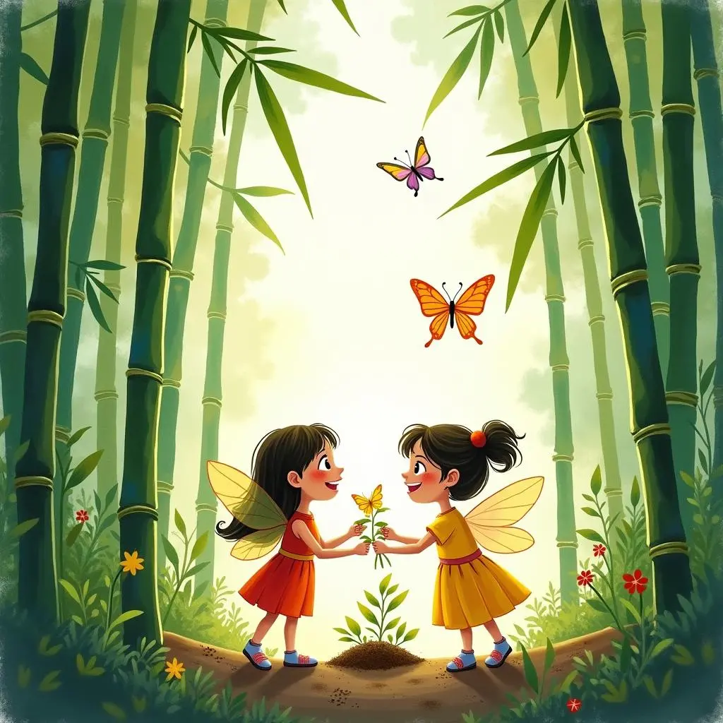 孩子们和仙子一起植树