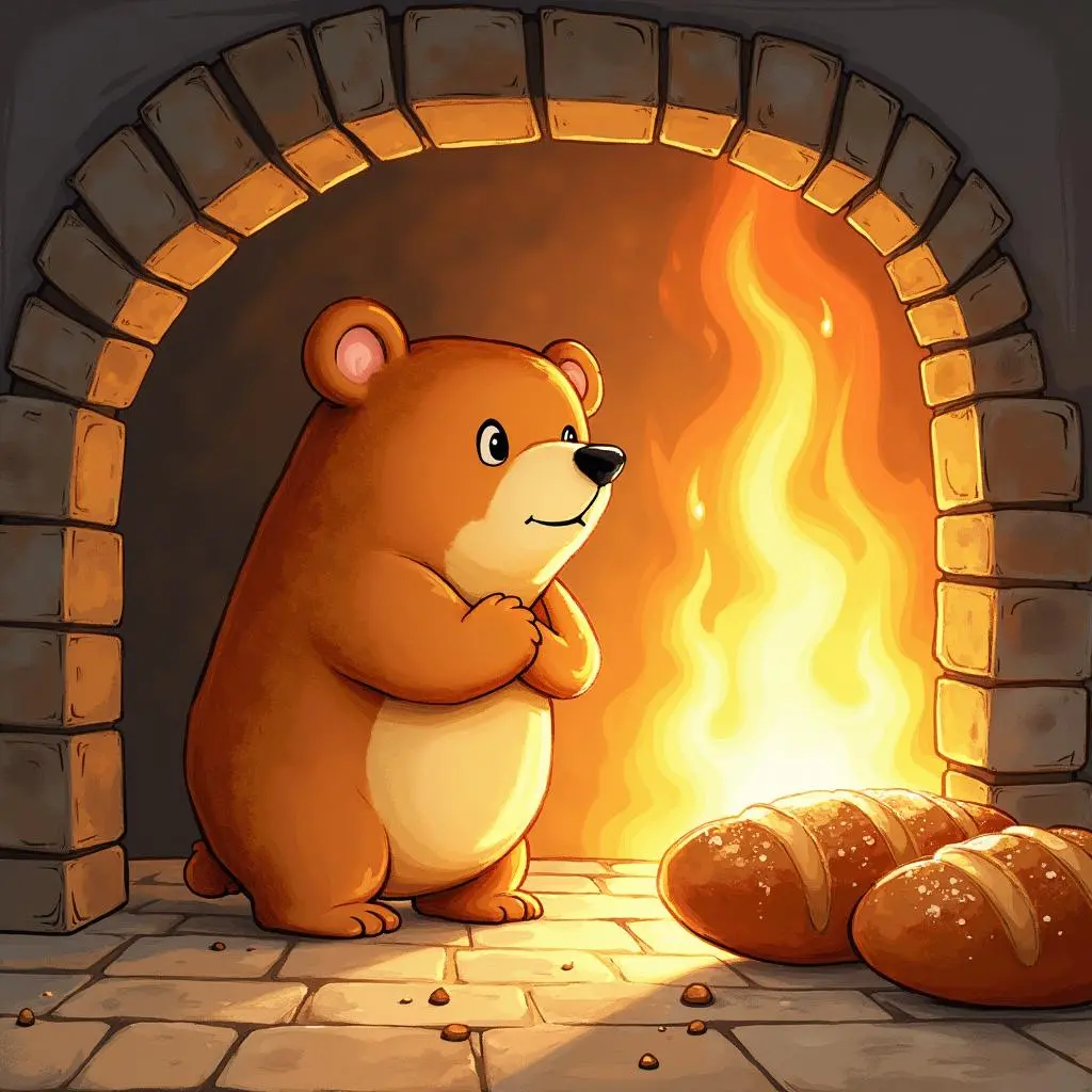 小熊面包在烤箱里发光