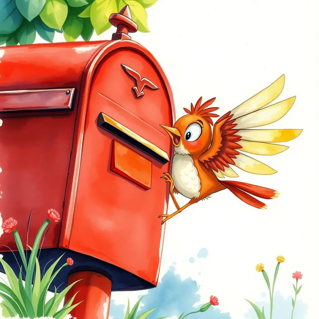 小鸟在邮箱前