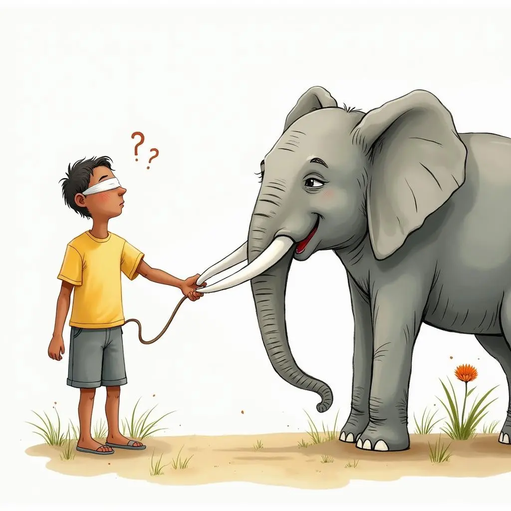 盲人手摸大象尾巴