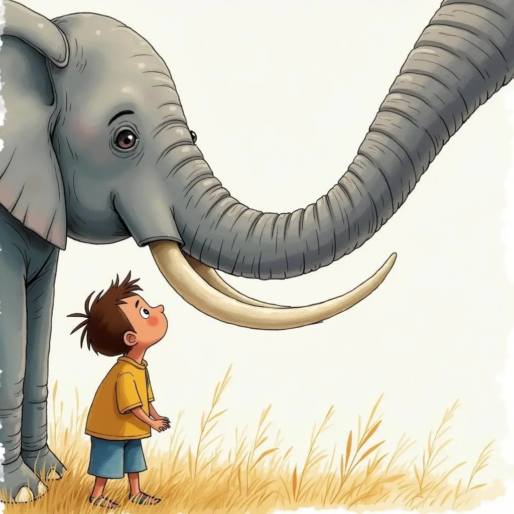 盲人手摸大象鼻子