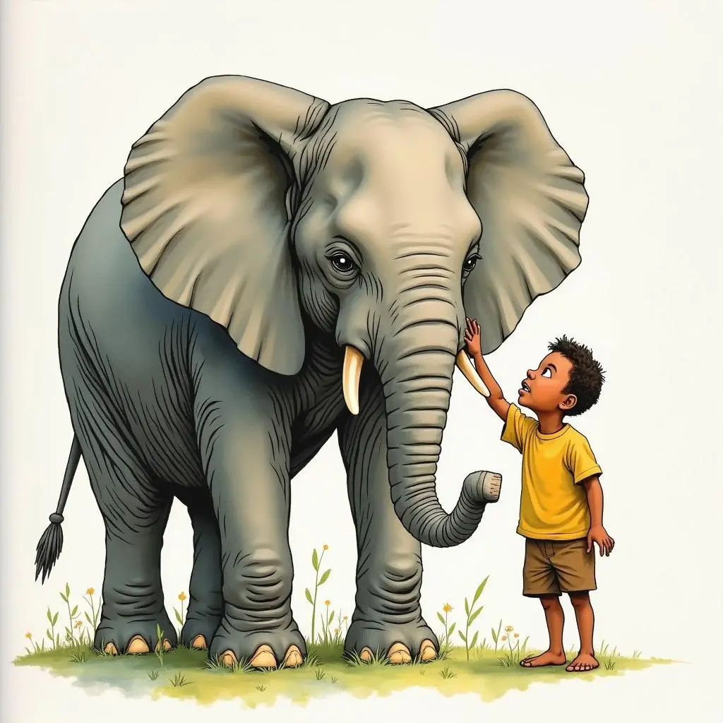 盲人手摸大象耳朵