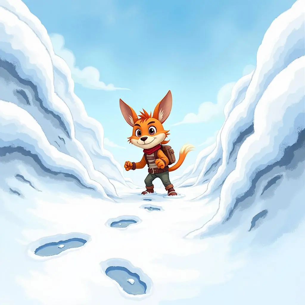 艾里克在雪地里前行