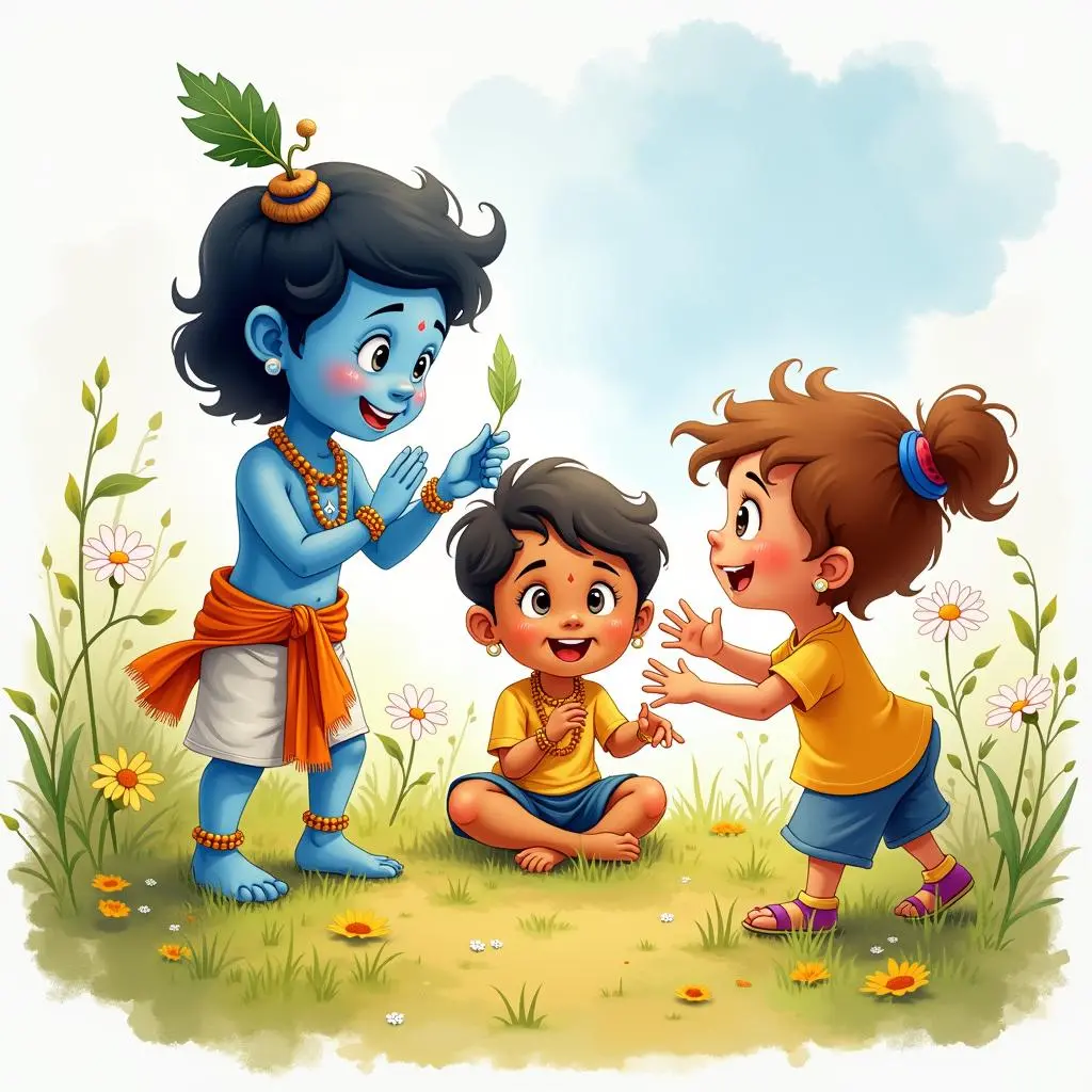 克里希纳和小伙伴们玩耍