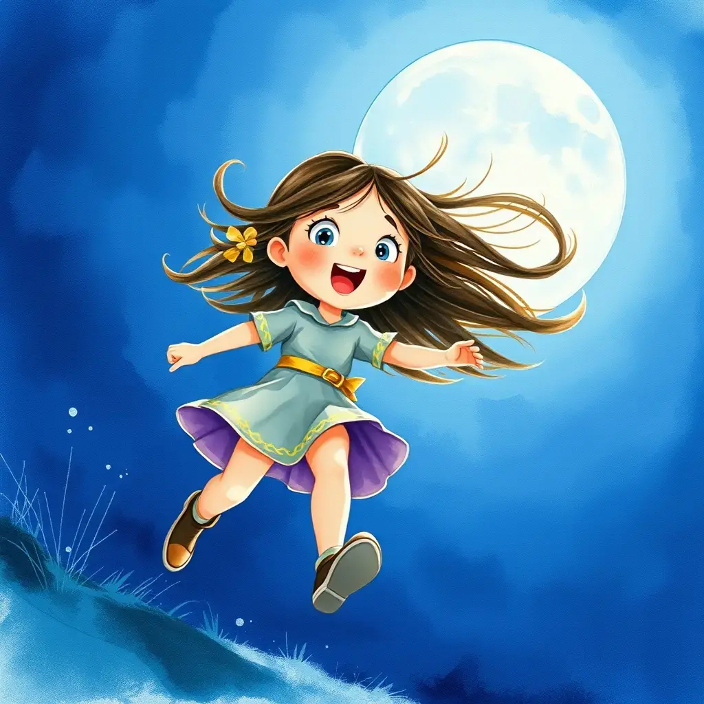 莉莉在蓝色月光下奔跑