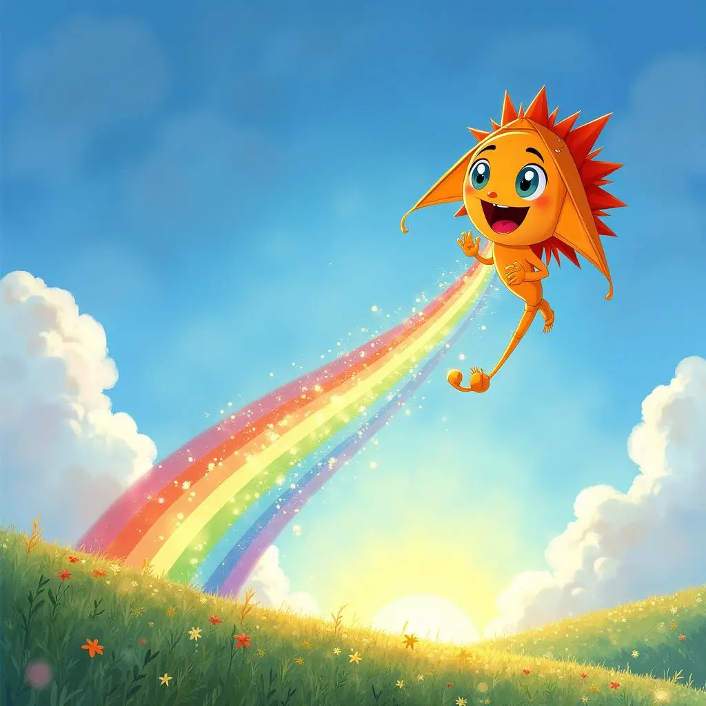 风筝终于看到远处的彩虹