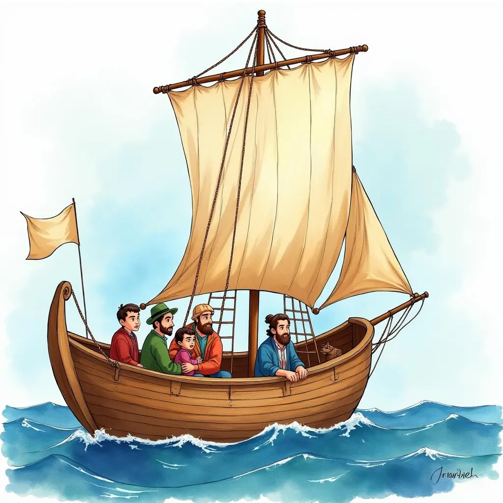 小渔船带着渔民返航