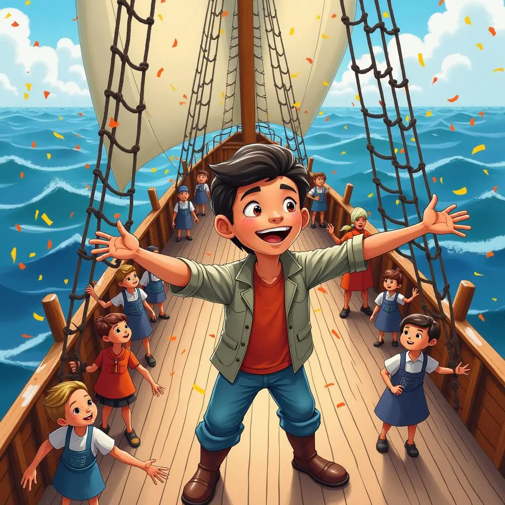 艾里克和船员们庆祝