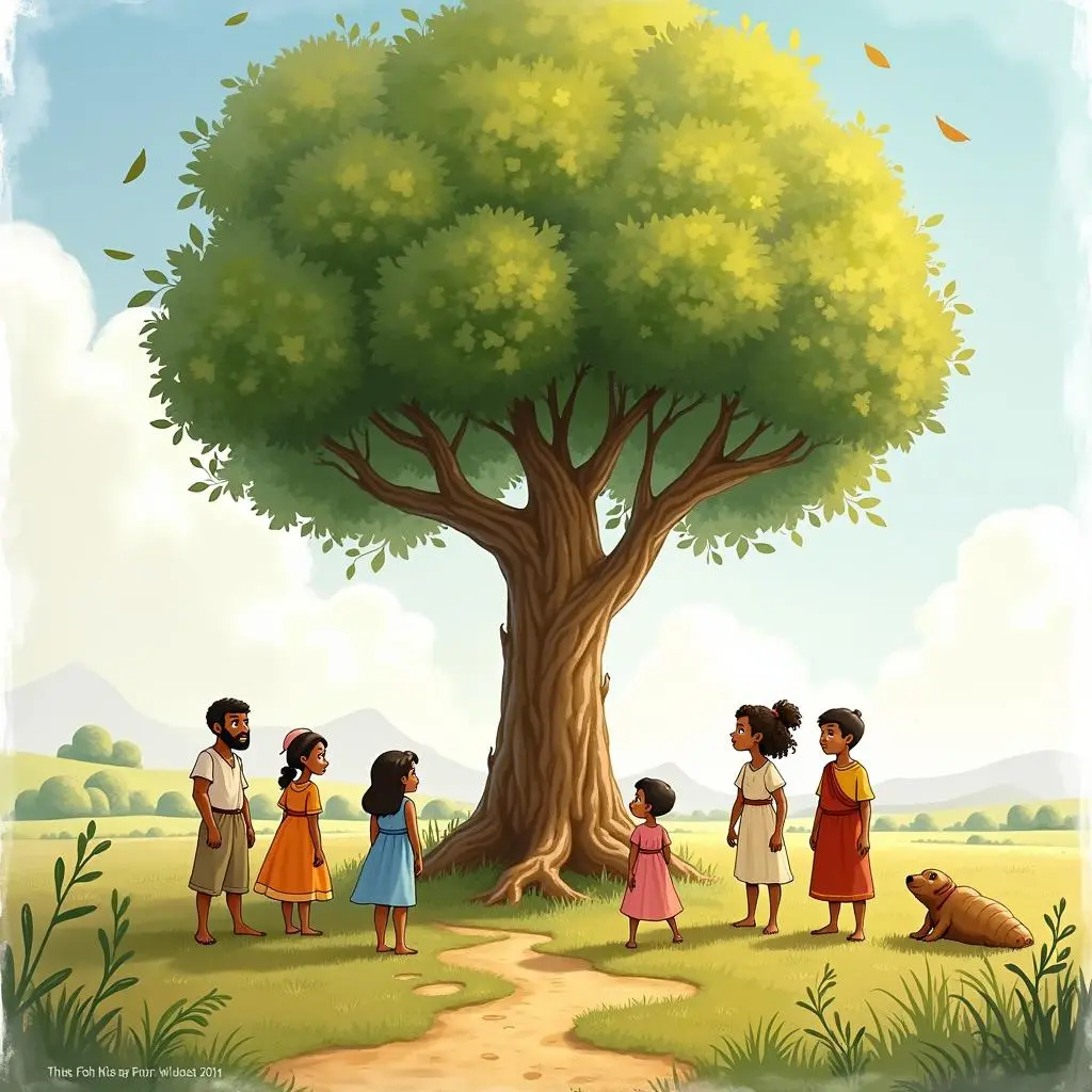 村民围着大树议论