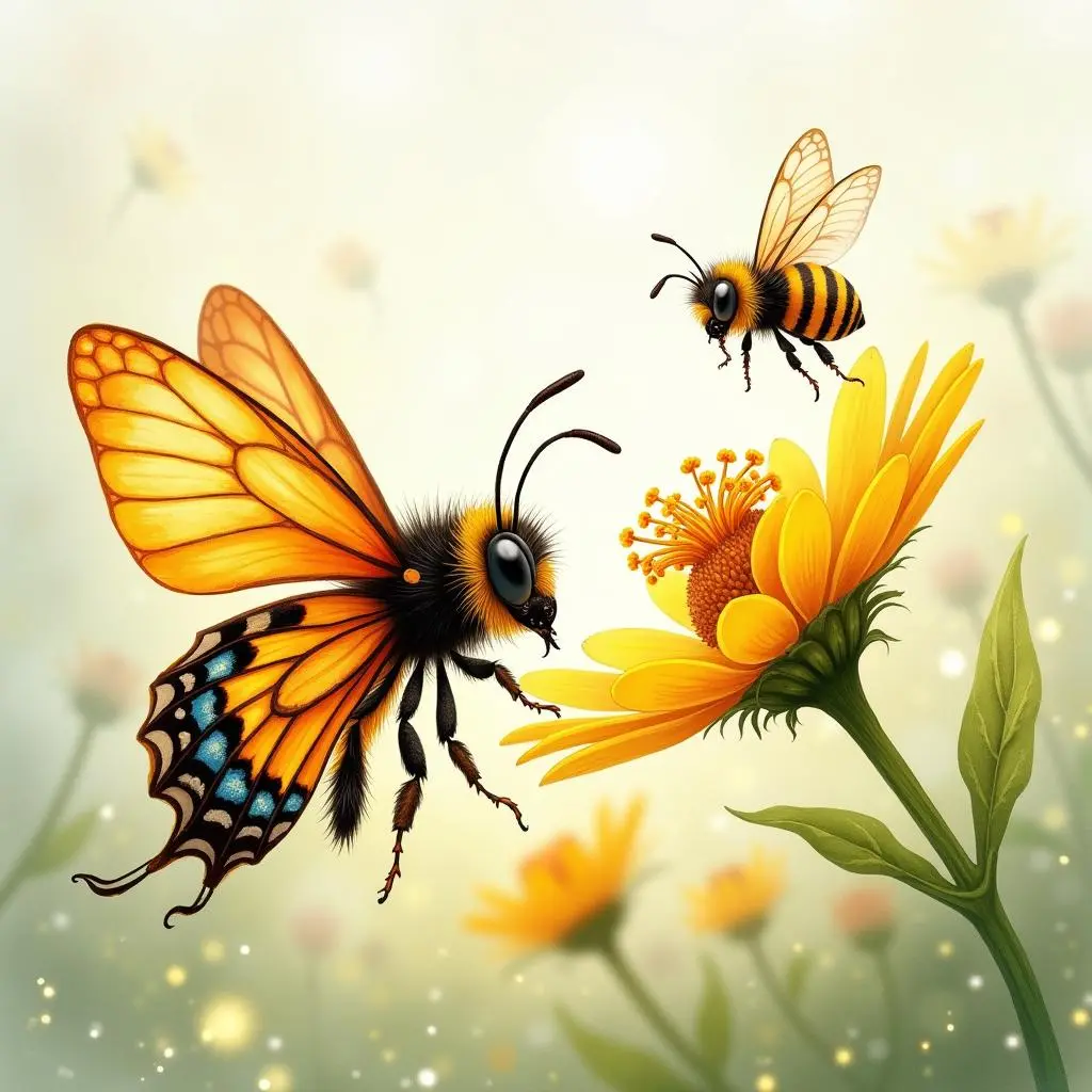 蝴蝶花和小蜜蜂