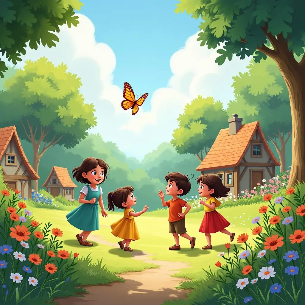 露西亚与村民在花园