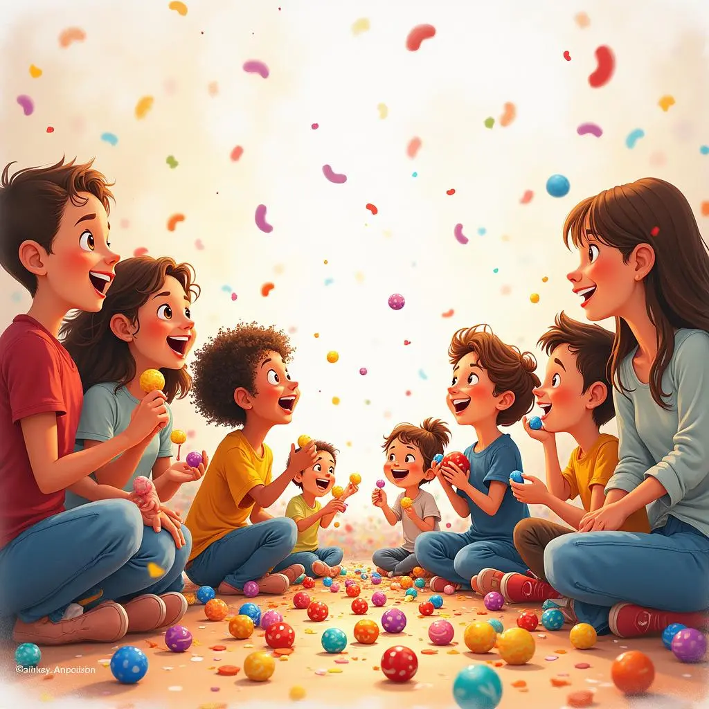 糖果雨结束后的欢乐