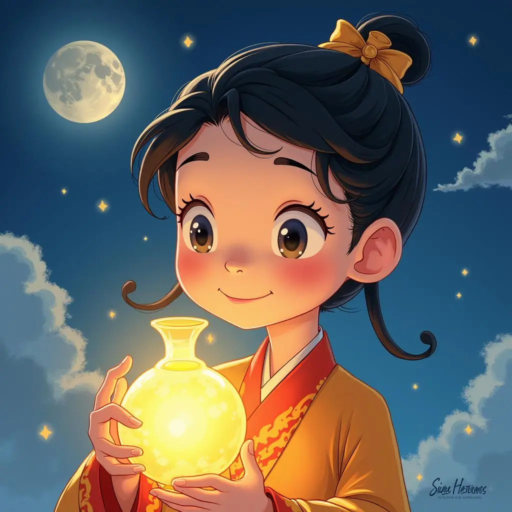 嫦娥拿着长生不老药