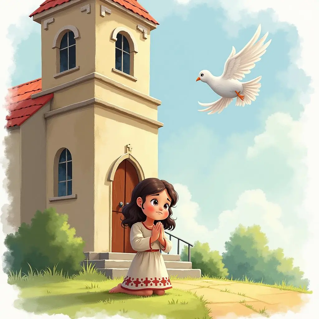 艾达在教堂前祈祷