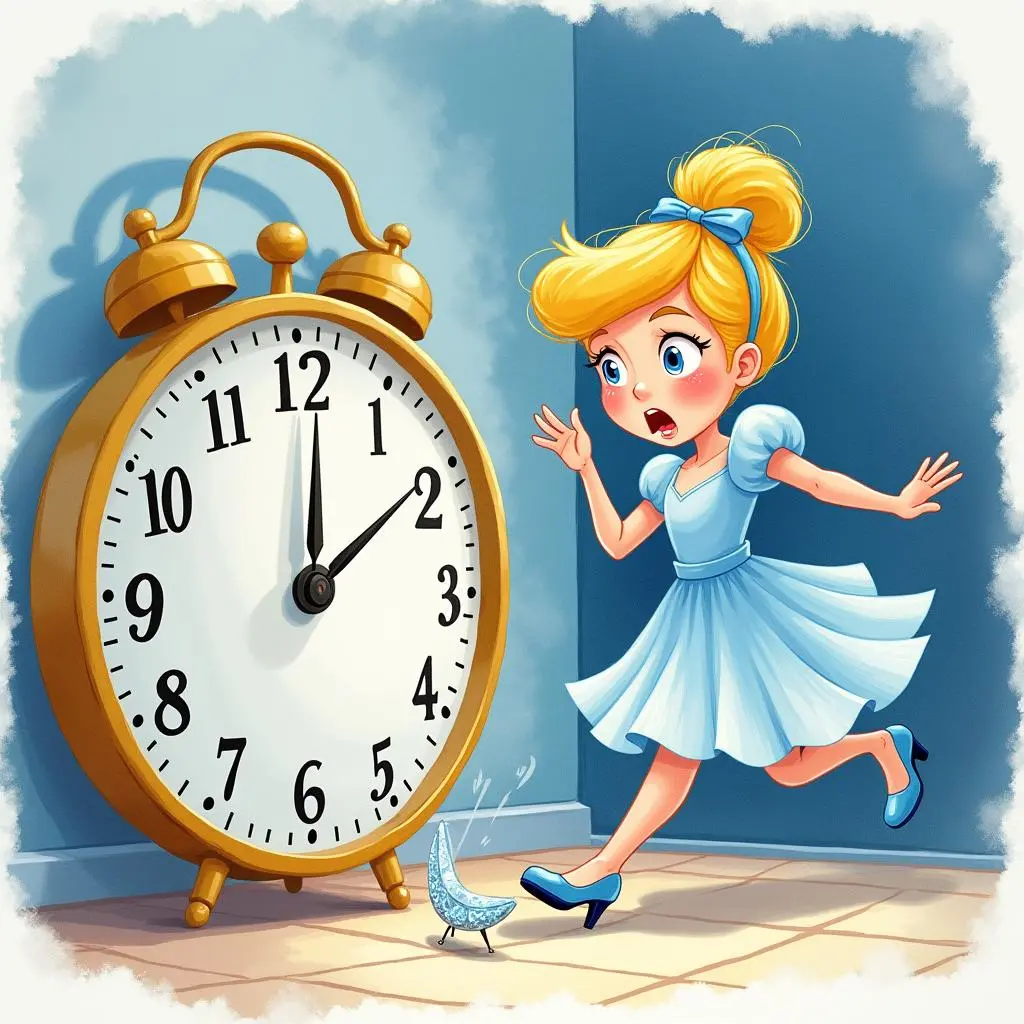 灰姑娘匆忙离开留下水晶鞋