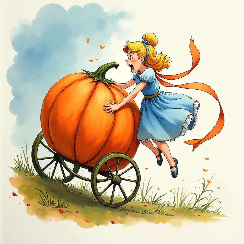 灰姑娘登上南瓜马车