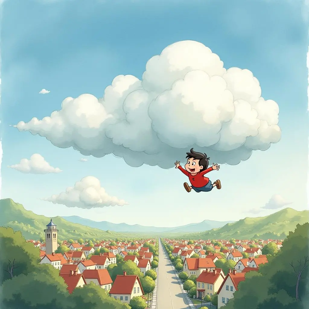 云朵飘在城市上空