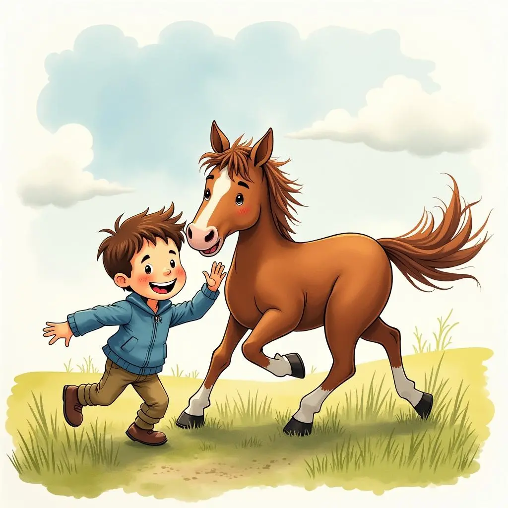 汉斯骑着马出发