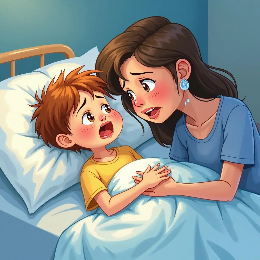 孩子生病母亲焦急