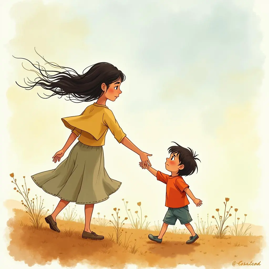 孩子长大外出母亲送别