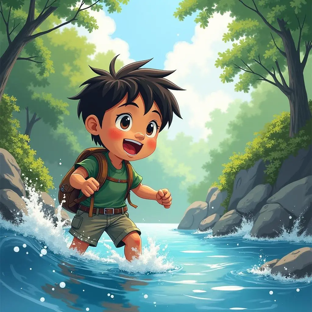 禹在河边考察地形