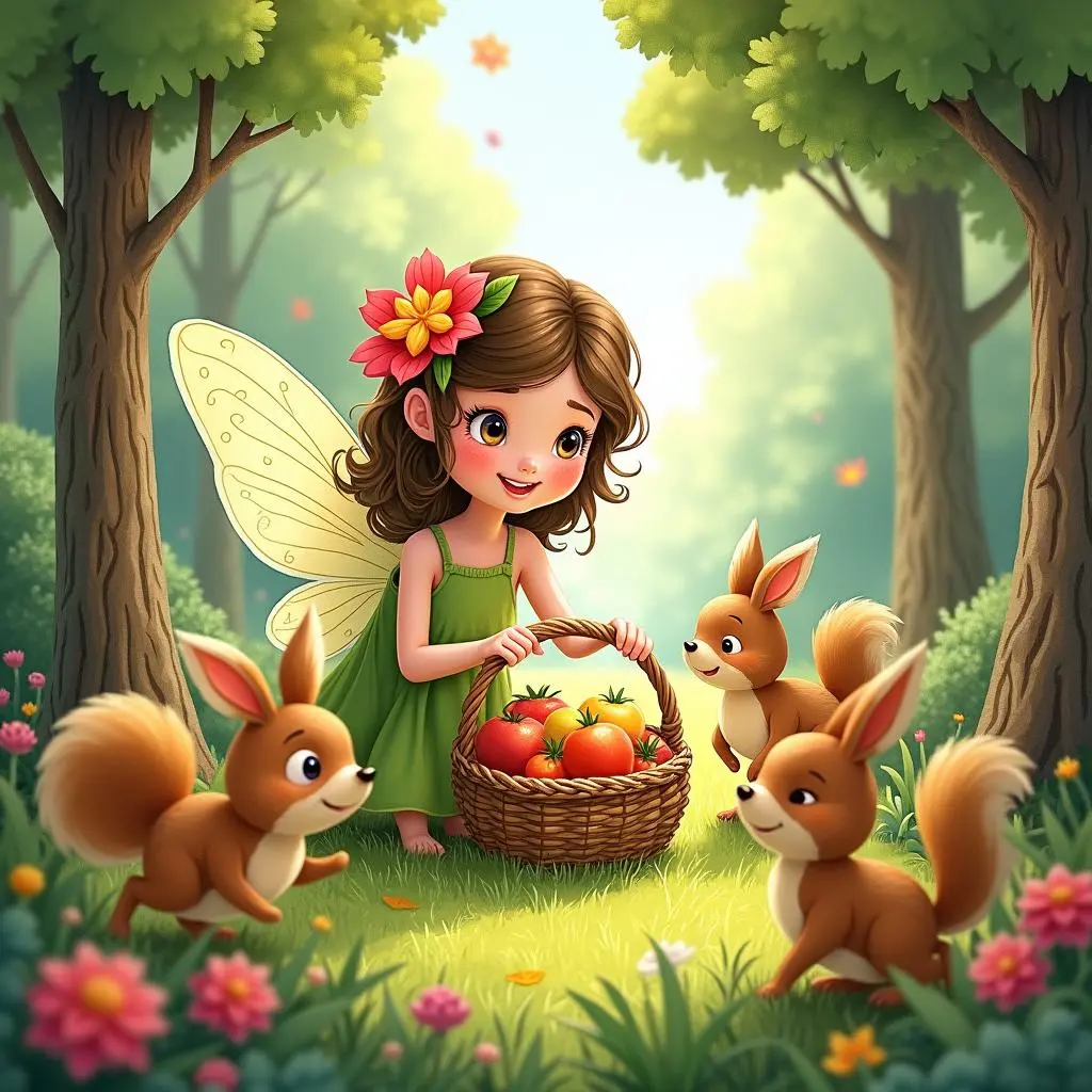 花仙子给动物送食物