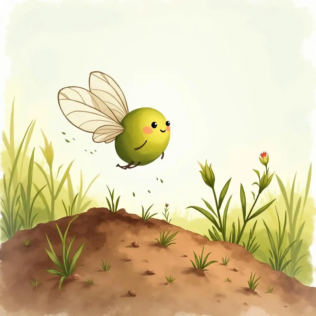 种子落在泥土上