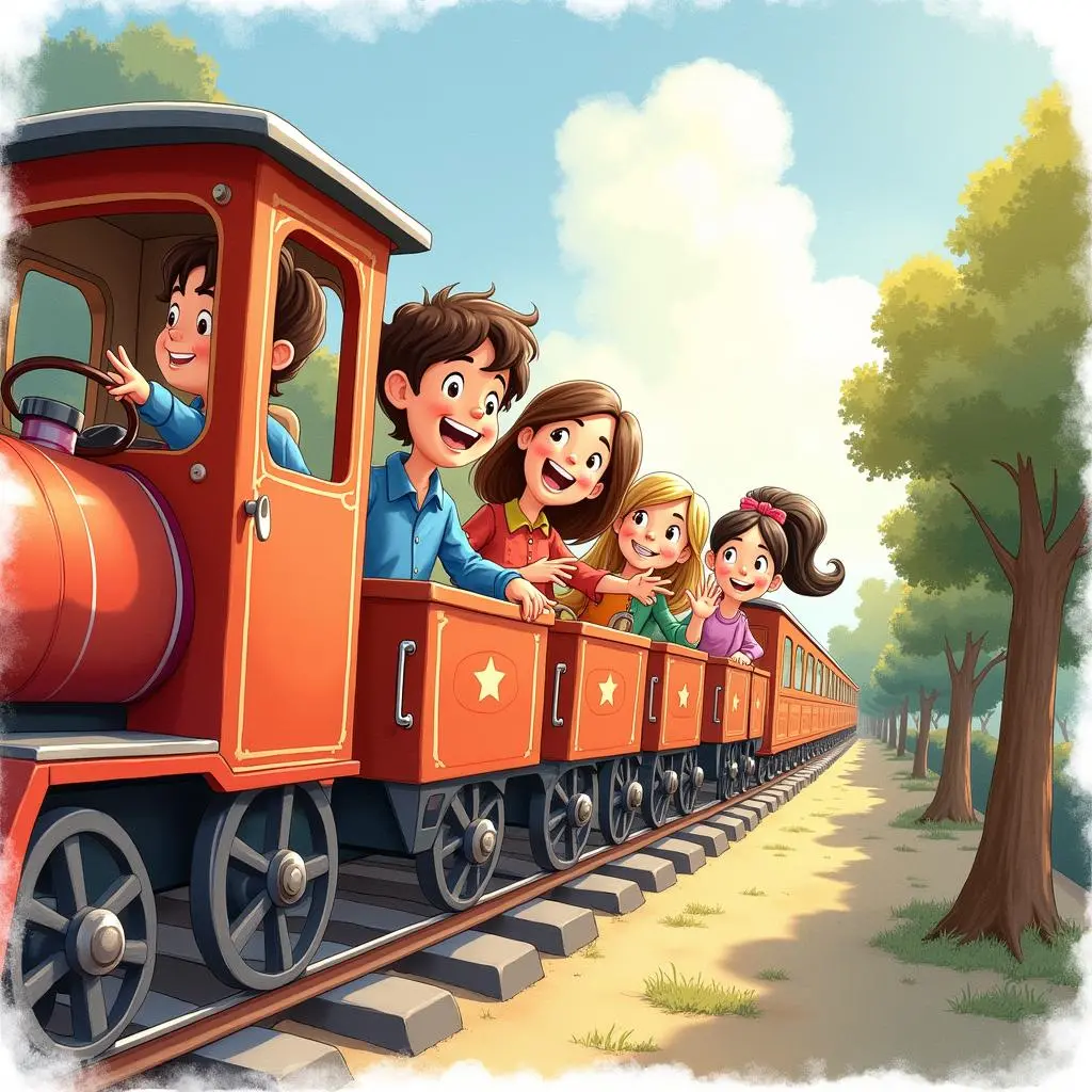 大家在火车里欢笑唱歌