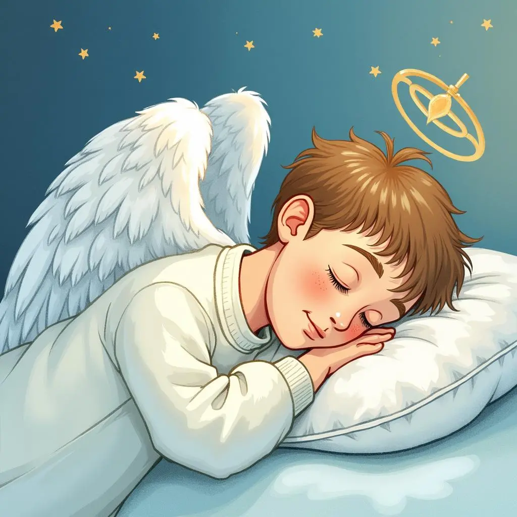 天使守护着汉斯入睡