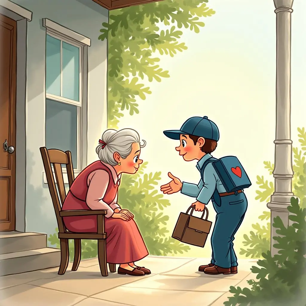 小邮差和老奶奶聊天