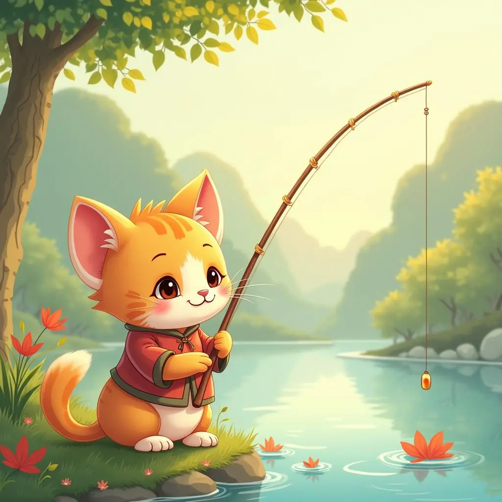 小猫钓鱼