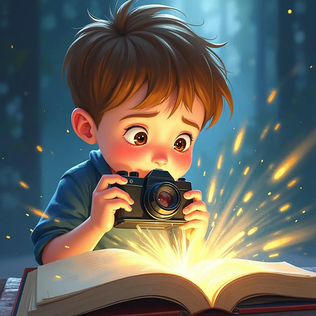 皮埃尔好奇地研究相机