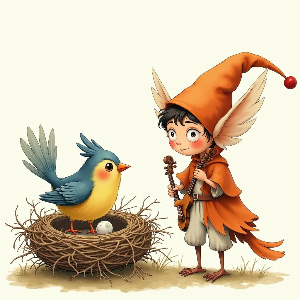 音乐精灵帮助小鸟筑巢