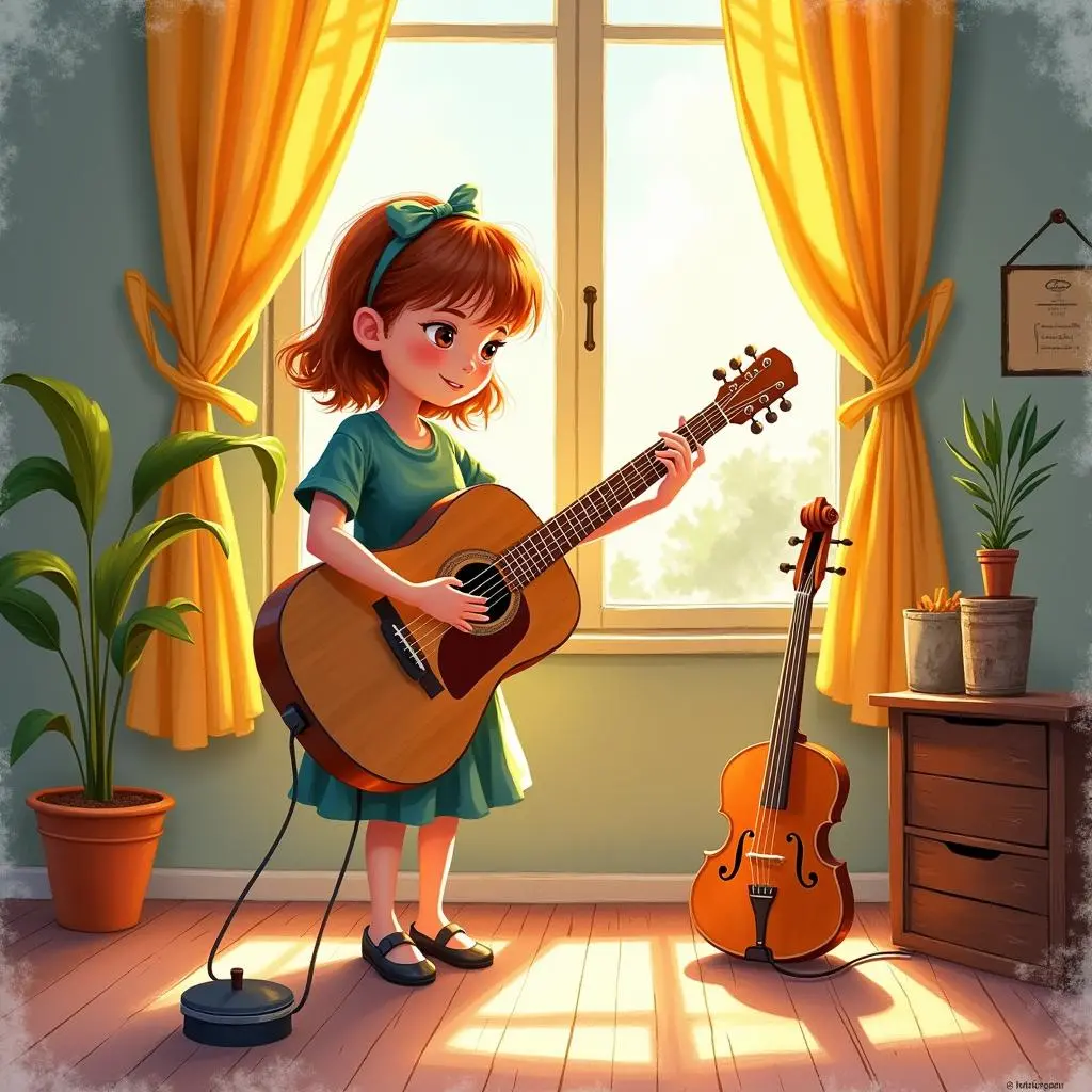 露西用自制乐器演奏