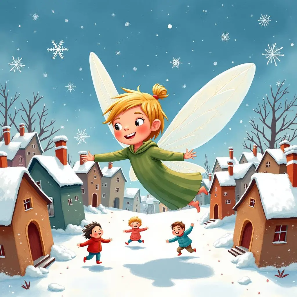 雪花仙子在小镇洒雪