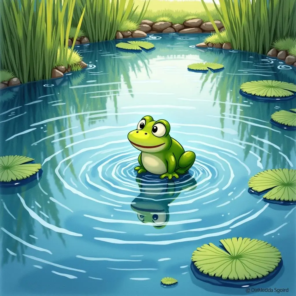 小水滴在池塘中