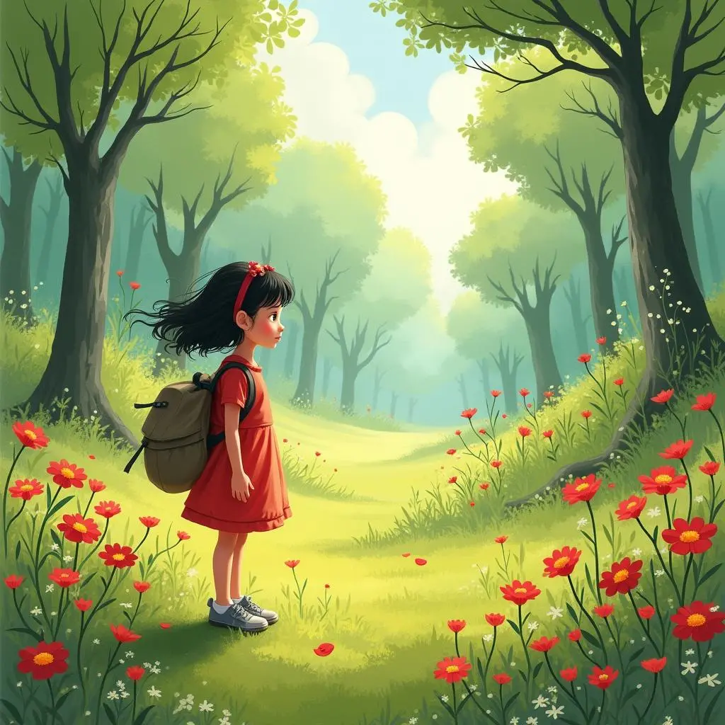 莉莉出发走向森林