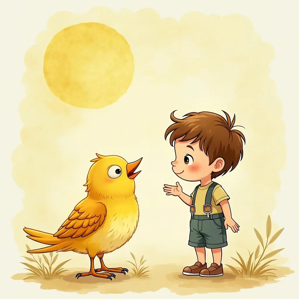 小男孩与金色鸟对话