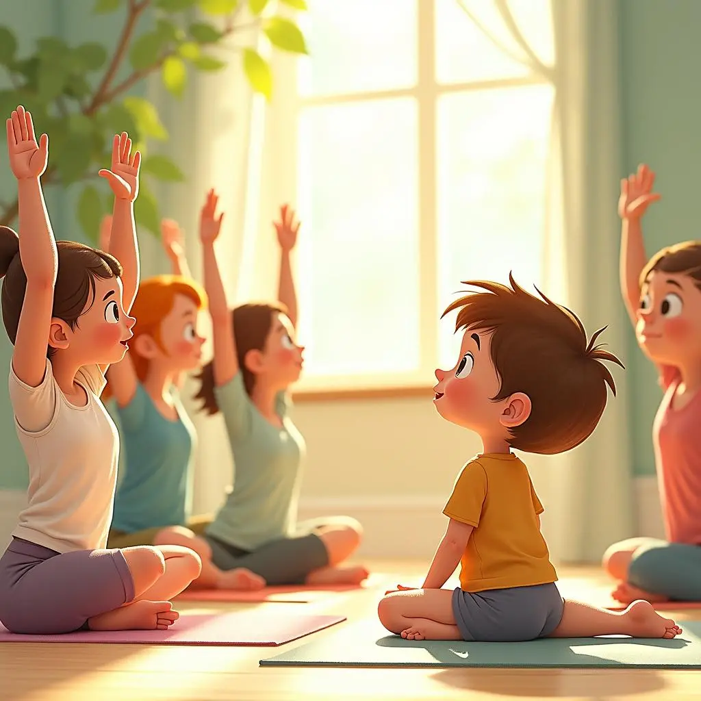 拉杰在看大人练瑜伽