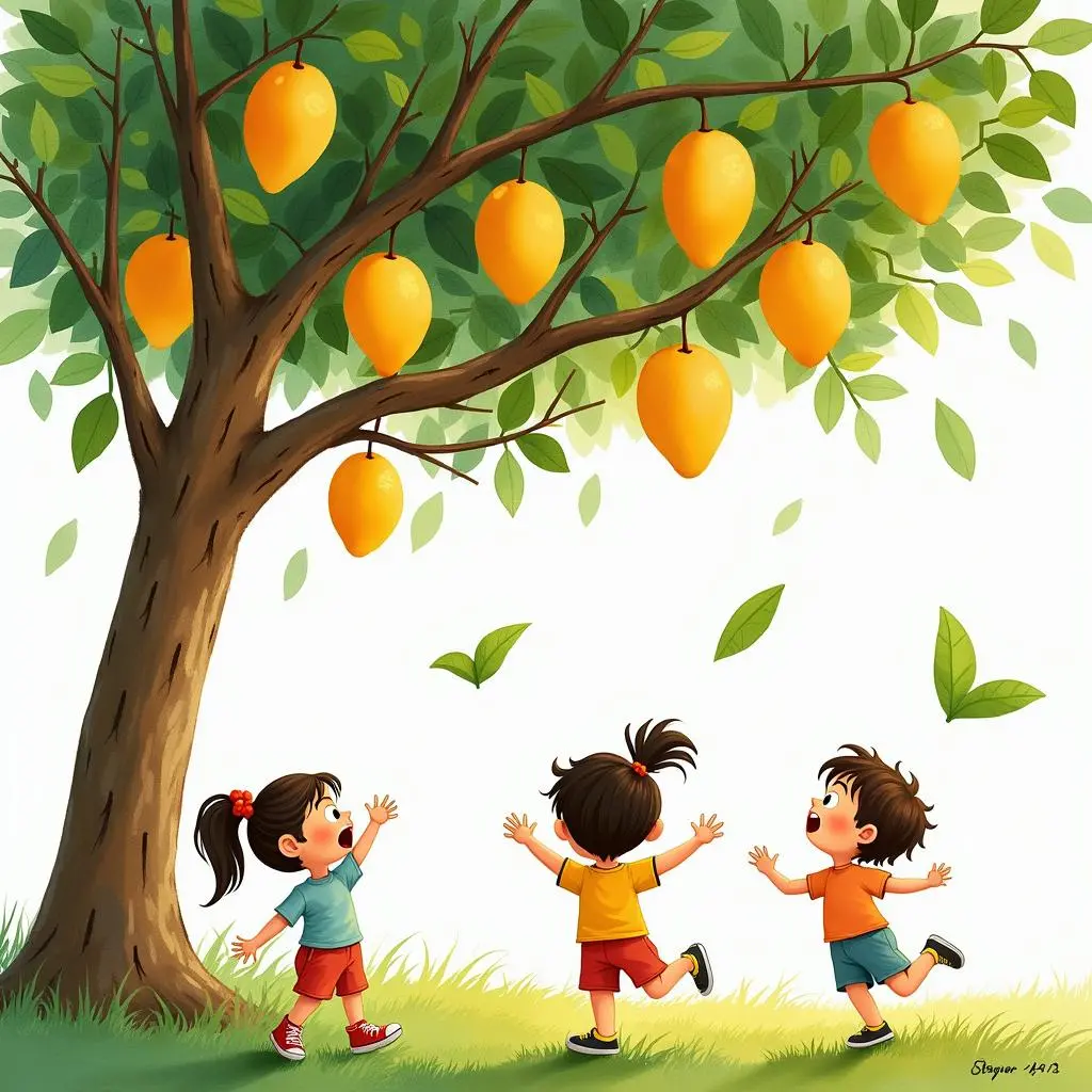 芒果树舞动枝叶