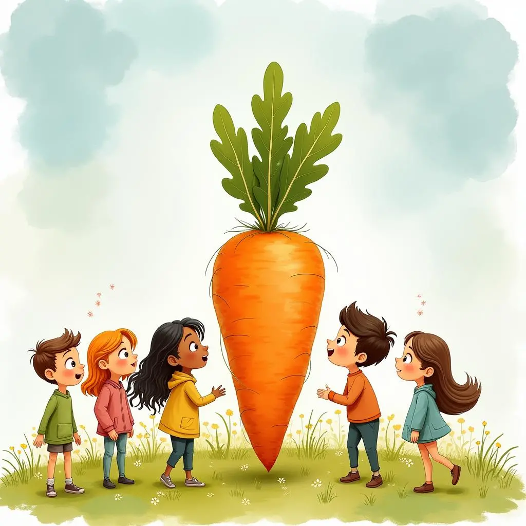 孩子们围着胡萝卜